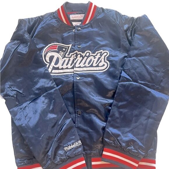 New England Patriots size XLNavy Satin Raglan Full-Snap Jacket - Picture 9 of 12